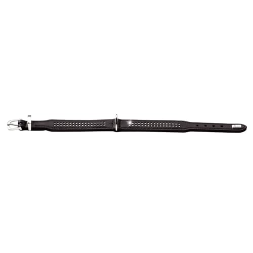 HUNTER DIAMOND ELK PETIT Hundehalsband für kleine Hunde, Leder, Elchleder, weich, Strasssteine, 27 (XXS-XS), schwarz