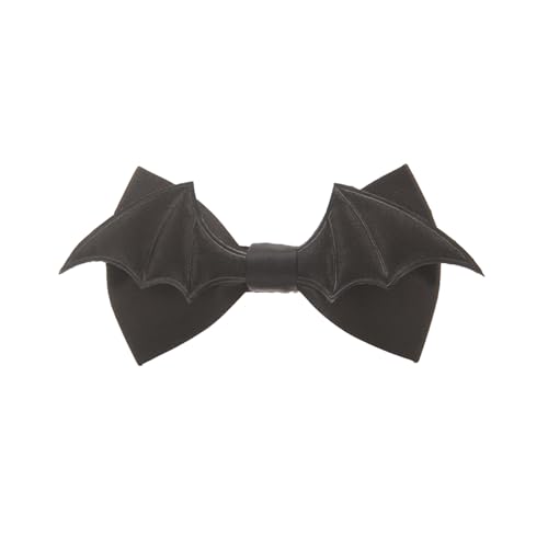 Mens Womens Gothic Black Bat Wing Bowtie Adjustable Length Pre-Tied Bowknot Ties For Halloween Parties Cosplay Costume