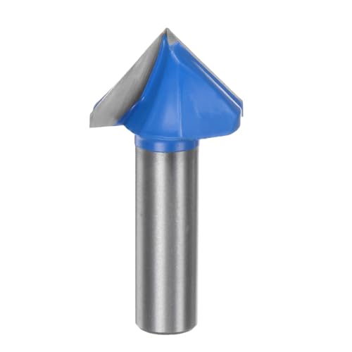 QUARKZMAN 1pz Fresa per Router 1,3 Dia 1/2 Attacco 90 Gradi Fresa a Candele Tipo V in Carburo per Lavorazione Legno Falegnameria Incisione Bordi Rifilatore Cutter Strumenti