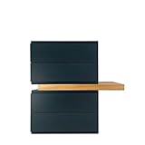 Hochwertige Lackierung treesure Kommode mit 4 Schubladen, Eiche Massiv Platte, Sideboard, Schubladenschrank, Aufbewahrungskommode, Dielenschrank (Anthrazit)