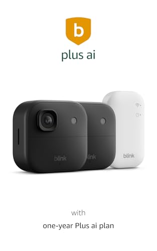 Image of Blink Outdoor 2K+ (newest model) with 1-Year Plus ai Subscription - Wireless smart security camera, 2K video resolution, enhanced audio, two-year battery. Sync Module Core included - 2 camera system (Black)