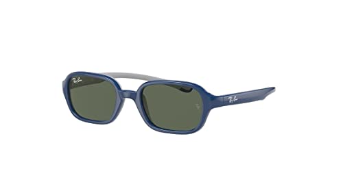 Ray-Ban Junior RJ9074S Sunglasses, Blue On Rubber Grey/Dark Green, 39 mm