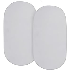 Bassinet Sheets Fit for Rectangle, Hourglass or Oval Bassinet Mattress (32″ x 17″), Universal Fitted Sheet Set for Various Cradle and Bassinet Mattress Pad, 2 Pack, Grey
