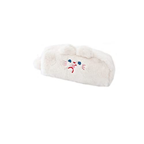 trousse à crayons Caisse crayon Big Capacité Pochette Jolie Bunny Peluche Maquillage Sac de maquillage Pour High School Office College étudiants Fille Femme télescopique (Color : White) Cover