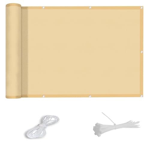 Bâche de clôture opaque pour balcons Beige 90 x 300 cm