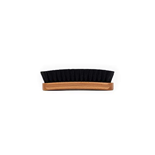 Shoe Brush - 100% Horsehair Shoe Brush - Concaved Handle For Premium Grip, Tan #TOP1