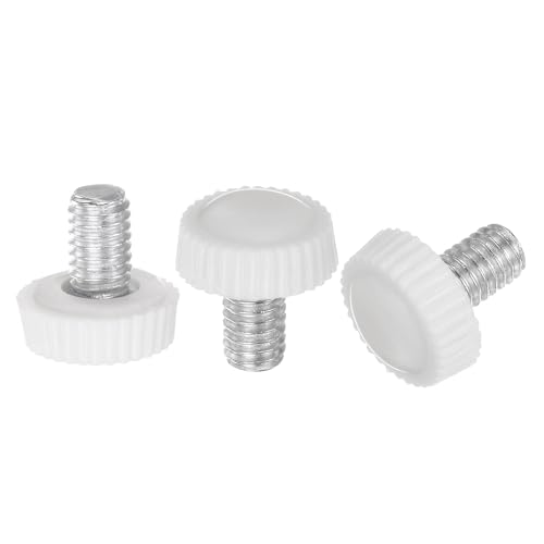 uxcell 20pcs M6 x 9mm Metric Male Thread Knurled Knobs, Thumb Screw Clamping Knobs Grip Plastic Handle Hand Knobs with Threaded Stud, White