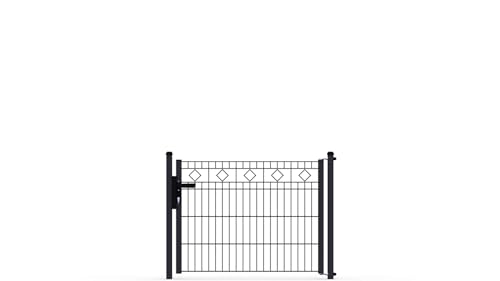 ZAUNGURU.de Gartentür ECO-Linie Doppelstab Gartentor Metall feuerverzinkt pulverbeschichtet RAL 7016 Anthrazitgrau Raute Designelement