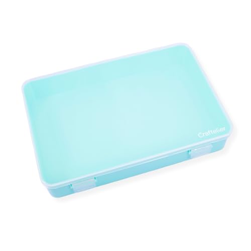 Craftelier - Caja de Organización para Materiales de Scrapbooking y Manualidades con Tapa Transparente | Apilable con Cajas Iguales | Tamaño 26,5 cm x 17,8 cm x 4,2 cm - Color Turquesa