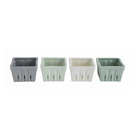 Creative Co-op 4" Square Stoneware Berry Bowl, 4 Colors