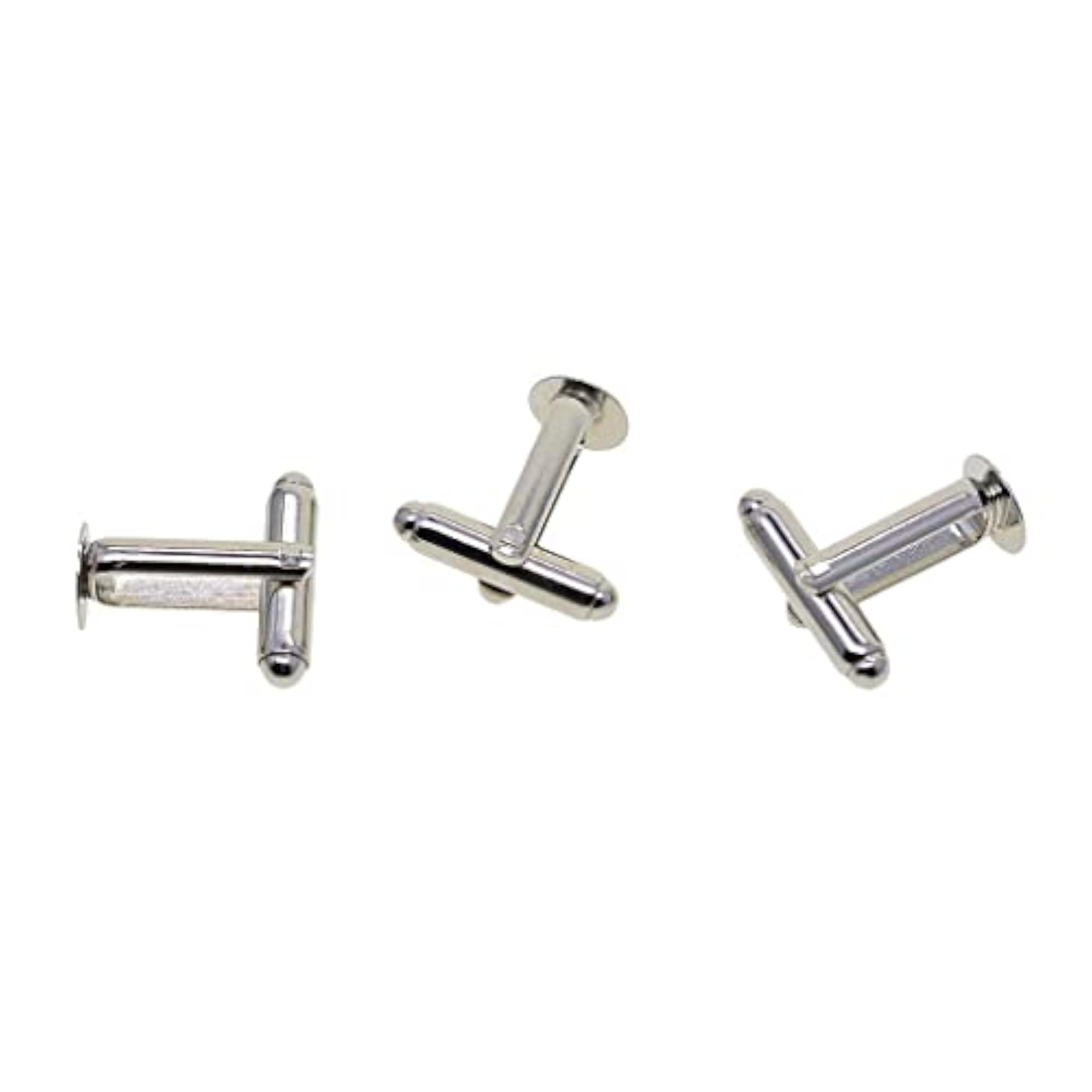 Antiqued Silver Round Blank Settings Cuff Links, 20 Pieces