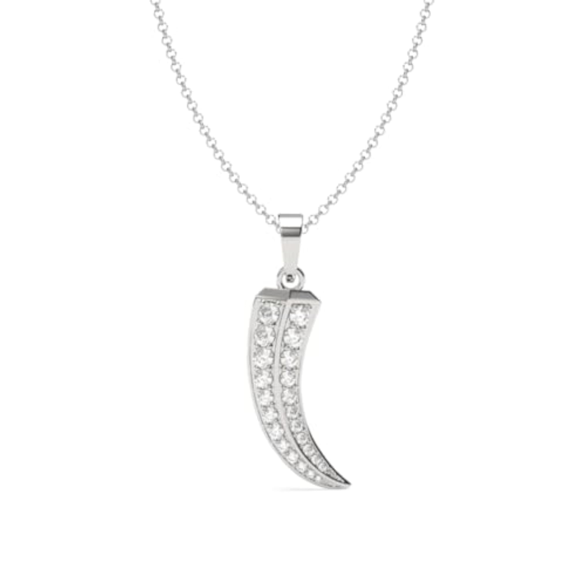 Men's Platinum Plated 925 Sterling Silver Katar Pendant Necklace