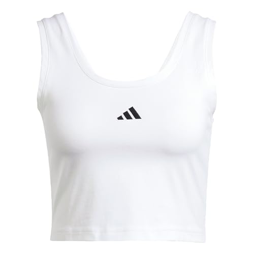 adidas Damen Essentials Small Logo Cotton Lifestyle Tank, White/Black, S