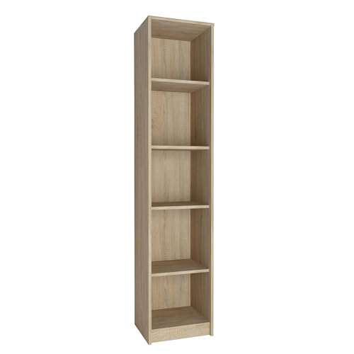 Home Collective Bücherregal mit 5 Ebenen Regal in Matter Ausführung 39 cm breit Standregal mit 4 Einlegeböden ideal für Schlafzimmer Wohnzimmer Flur strapazierfähige Laminatplatte 16 mm dick Sonoma