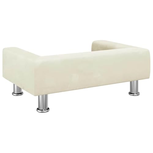 GFEROMRF Hundesofa mit Samtbezug, 70x45x26, 5 cm, Hundebett Creme mit dickem Schaumstoff und Kiefernholzrahmen, Vier verchromten Stahlfüßen für Stabilität, stilvolles Design für Wohn-5