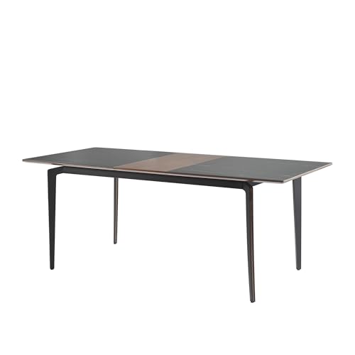 Armen living Honey Contemporary Extendable Rectangular Dining Table with Black Sintered Stone and Wood Table Top - Seats up to 6 - Thumbnail 3