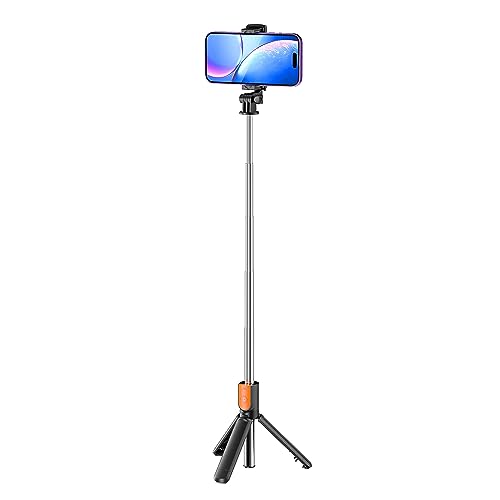 amazon basics Bluetooth-Enabled Extendable Selfie Stick/Tripod with Wireless Remote, 360-Degree Adjustable, Compatible with iPhone and Android Smart Phones (Black) 7 21dnphp+8yL
