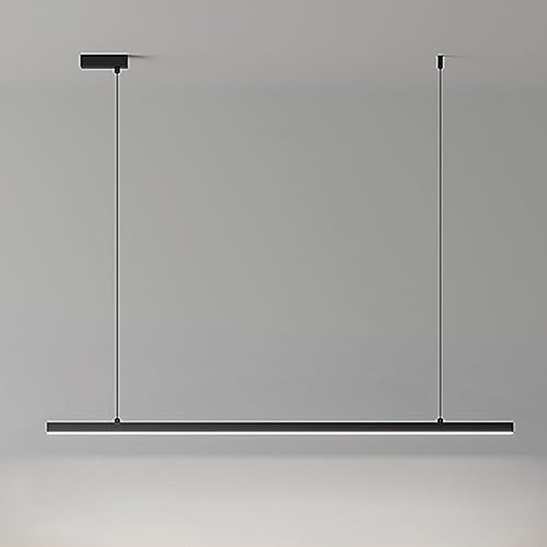 Éclairage d'îlot de cuisine moderne avec cette longue bande suspendue noire
