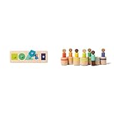 Lovevery Friends of All Shapes Puzzle (16M+) and Lovevery, Post & Play Peg People, 7 Wooden Peg Doll (13M+), Montessori Toys