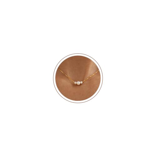 Gold Pearl Necklaces for Women Trendy, 14K Gold Plated Dainty Necklace Simple Layered Pearl Necklaces for Women Trendy Wedding Birthday Jewelry - image 1
