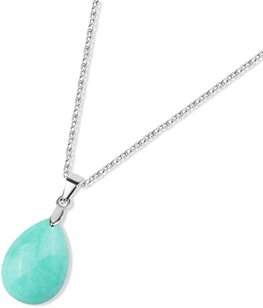 GAVU 925 Sterling Silver Teardrop Healing Crystal Necklace