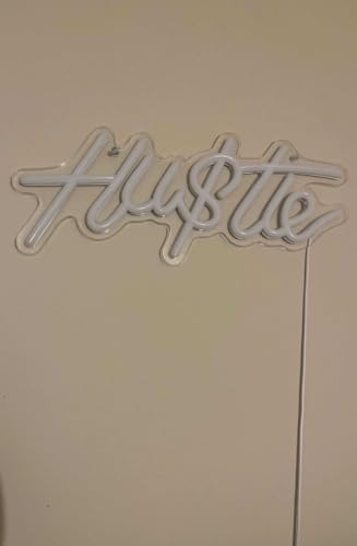 Image of HUSTLE Neon Signs for Wall Decor, Hustle Words LED Neon Lights for Bedroom Man Cave Dorm Gym Room Office Room, USB Powered, Humble Led Neon Light Sign for Party Decorations (Hustle2)