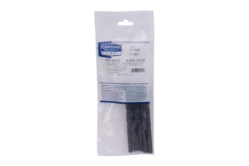 Image of Century Drill & Tool 24121 Pro Grade Black Oxide Drill Bit, 21 /64 inch, Pro | Straight shank, 4-5 /8 inch overall length, 135 point, cuts steel, wood & plastic, 135 split point