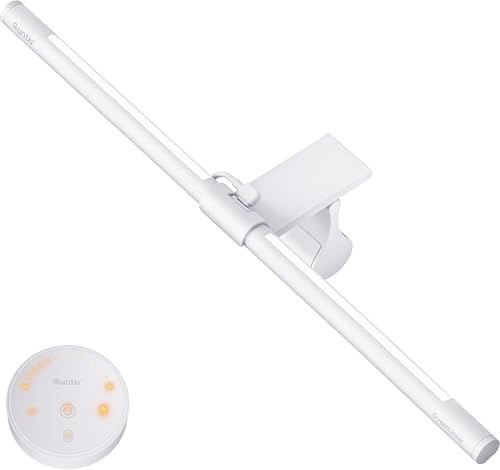 Quntis White Monitor Light Bar Remote & Backlight for Eye Caring 40cm Curved Computer Screen Light Bar Stepless Dimming Hue Adjustment No Glare CRI95 Monitor Lamp Game Work Desk Lamp