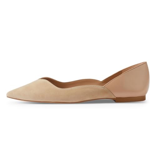 Milooey shoes Women's Pointy Toe Ballet Flats Shoes Chunky Low Heels Pumps Slip On Dressy Casual Daily Outfit Shoes Size 4-16 US4