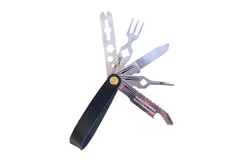 Swiss Advance CRONO N5 Taschenmesser Leder Schwarz I Multitool-Messer mit Flaschenöffner I platzsparendes Outdoor Messer aus 5 TeilenI Survival Messer Cover