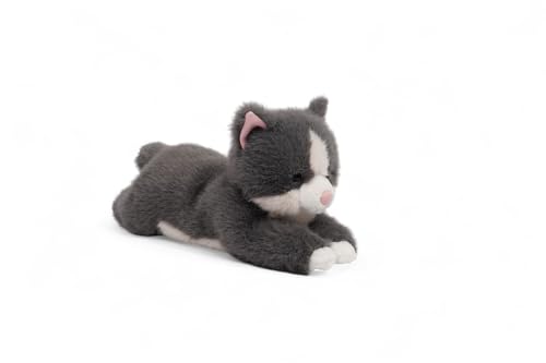 Peluche chat brumeux doudou chaton gris et blanc pour chambre enfant