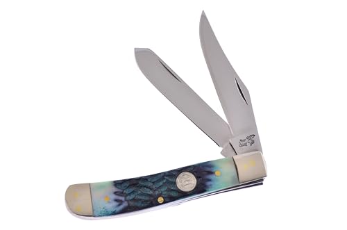 Frost Cutlery Pocket Knife 14-024AGB Trapper with an Aged Green