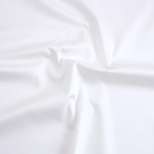 Uni Stoff Meterware 1 Meter 160 cm Baumwolle Linon Weiß – einfarbiger Baumwollstoff schadstoffgeprüft, kochfest bis 95 °C, pflegeleicht, ca. 130 g/m², hergestellt in Europa