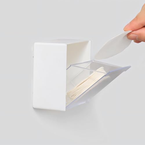 Cyberwork Supporto per Filtro da Caffè Bianco Autoadesivo, Scatola Porta Filtri Rotondi Chiusa Antipolvere, Organizer da Parete per Filtri di Carta, Dischi, Setaccio, Dosing Ring, Cucina e Caffetteria