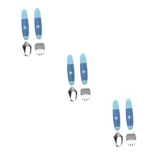 Yardwe 1 Set Stainless Steel Cartoon Fork and Spoon Portable Cutlery Easy to Clean Utensils for Mealtime Lightweight and