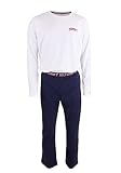 Tommy Hilfiger Pyjama 2-teiliges Set Langarmshirt Hose Logo weiß Größe L