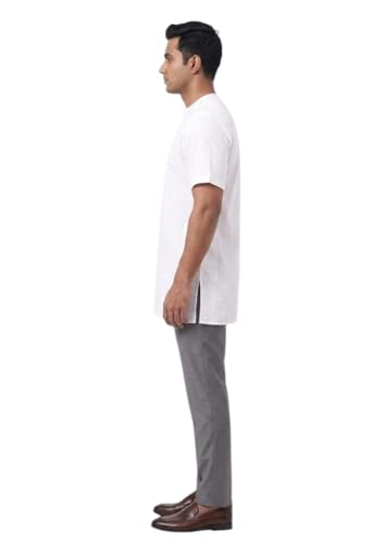 Image of Men's Cotton Halfsleeve Short Kurta for Summer | Summer Mens BANDI White| Size 38-40-42-44-46-48-50