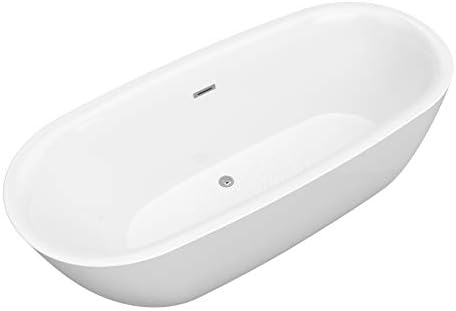 ANZZI Ami 67” Acrylic Center Drain Freestanding Soaker Tub | Luxury Spacious Deep Soaker Bathtub with Overflow and Drain | Modern Slip-Resistant Floor Bathroom Stand Alone Tubs | FT-AZ401
