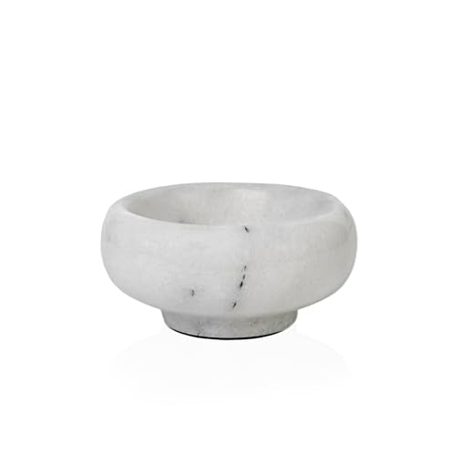 Fox Run Natural White Marble Pinch Bowl, Small 1 oz Spice, Sauce, and Condiment Bowl