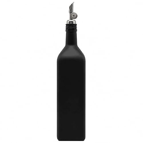 Glasflasche 1 Liter zum Befüllen mit Free-Flow-Edelstahlausgießer und Etiketten - für Olivenöl Essig Öl 1000 ml