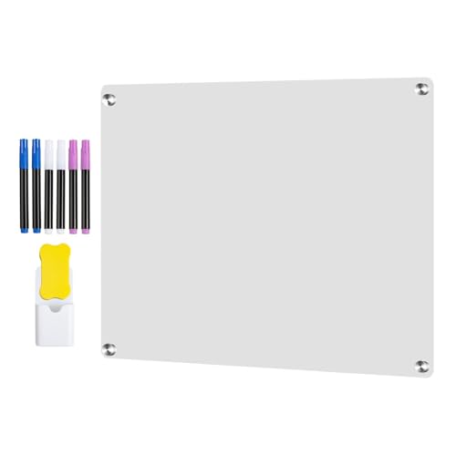 Acrylic Magnetic Blackboard - Clear Wall - Mounted Purse, Magnetic Whiteboard 24 x 36 Inches | Magnetic Kitchen Chalkboard with Marker & Rubber, Acrylic Chalkboard