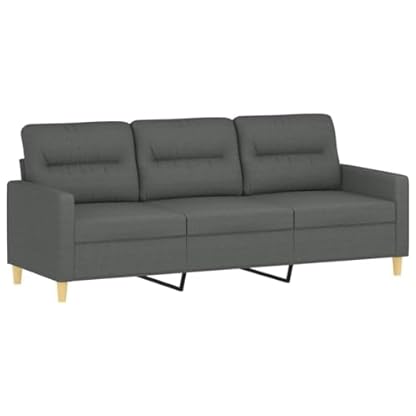 2-tlg. Sofagarnitur Dunkelgrau Stoff Couchgarnitur Wohnzimmer Set mit Kissen. Bequemes 2+3 Sitzer Sofa Set für Wohnzimmer. Esszimmer. Büro. Robustes Gestell. Atmungsaktiver Polyester Bezug – Bild 6