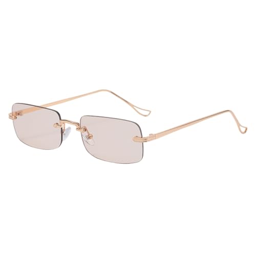 Lunettes de soleil carrées sans monture idéales pour le voyage et la conduite vintage en métal