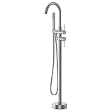 GAOMON Freestanding Bathtub Faucet Brushed Nickel Floor Mount Tub Filler Standing High Flow Shower Faucets with Handheld Shower Mixer Taps Swivel Spout