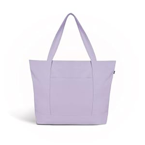 Ecoright Canvas Tote Bag with Zip & Inner Pocket, Cotton Tote Bags for Women, Big Bags for Women Shopping, Travel, Office