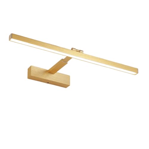 LVSEWOA Lámpara de baño Dorada con luz LED para tocador, Luces Ajustables para Cuadros, Aplique retráctil para Espejo con rotación de 260°, iluminación para tocador, vestidor y guardarropa.