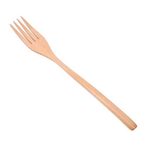 Cabilock Wooden Salad Fork with Long Handle Multi Use Kitchen Serving Utensil for Fruit and Dinner Ergonomic Wood Fork for Easy Handling for Home and Restaurant Use