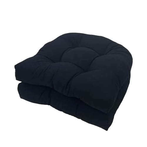 FYHTC 2 Pieces Replacement Cushions U-shaped Cushion Sofa Rattan Chair Cushion California Armchair Sofa Rattan Garden Cushion Seat Pad(Black)