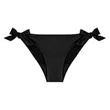 Mädchen Teenager Bikini Unterteil Hochtaillierte Schwimmhose Auslaufsicher Bequem Verstellbare Träger Strand Pool Sommer (Black, 17 Years)