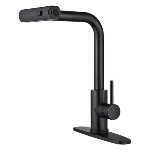 Robinet de cuisine à arc élevé pulvérisateur noir durable - 2